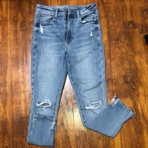 AEO Super High Waisted Distressed Jean